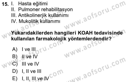 Yaşlılarda Görülebilecek Sorunlar Ve Bakım Hizmetleri Dersi 2018 - 2019 Yılı Yaz Okulu Sınav Soruları 15. Soru