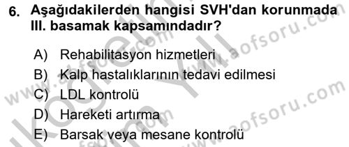 Yaşlılarda Görülebilecek Sorunlar Ve Bakım Hizmetleri Dersi 2018 - 2019 Yılı Yaz Okulu Sınav Soruları 6. Soru