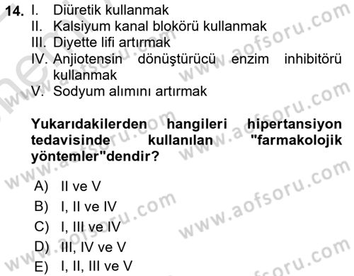 Yaşlılarda Görülebilecek Sorunlar Ve Bakım Hizmetleri Dersi 2021 - 2022 Yılı (Vize) Ara Sınav Soruları 14. Soru