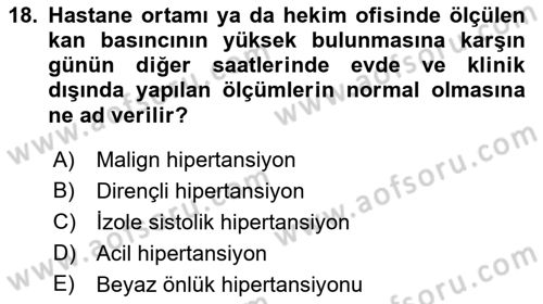 Yaşlılarda Görülebilecek Sorunlar Ve Bakım Hizmetleri Dersi 2021 - 2022 Yılı (Vize) Ara Sınav Soruları 18. Soru