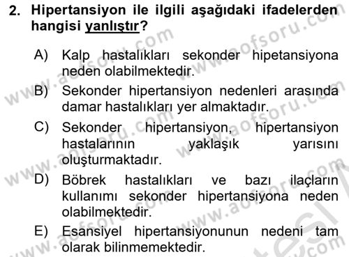 Yaşlılarda Görülebilecek Sorunlar Ve Bakım Hizmetleri Dersi 2021 - 2022 Yılı (Final) Dönem Sonu Sınav Soruları 2. Soru