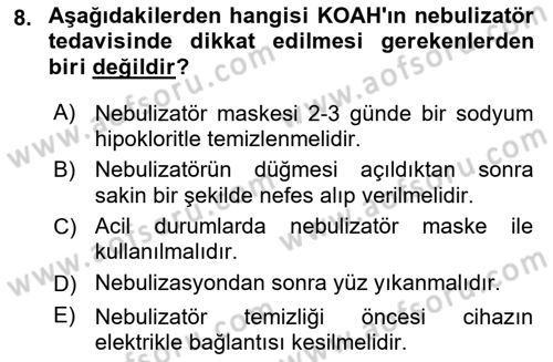 Yaşlılarda Görülebilecek Sorunlar Ve Bakım Hizmetleri Dersi 2021 - 2022 Yılı (Final) Dönem Sonu Sınav Soruları 8. Soru