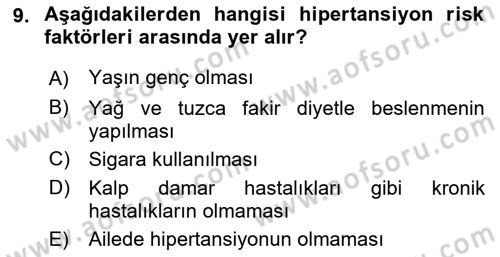 Yaşlılarda Görülebilecek Sorunlar Ve Bakım Hizmetleri Dersi 2021 - 2022 Yılı Yaz Okulu Sınav Soruları 9. Soru