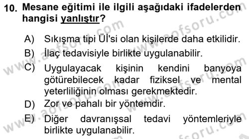 Yaşlılarda Görülebilecek Sorunlar Ve Bakım Hizmetleri Dersi 2023 - 2024 Yılı (Vize) Ara Sınav Soruları 10. Soru