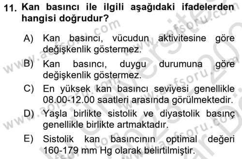 Yaşlılarda Görülebilecek Sorunlar Ve Bakım Hizmetleri Dersi 2023 - 2024 Yılı (Vize) Ara Sınav Soruları 11. Soru