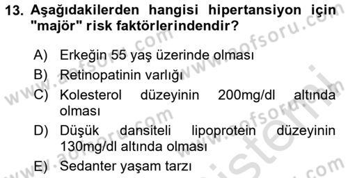 Yaşlılarda Görülebilecek Sorunlar Ve Bakım Hizmetleri Dersi 2023 - 2024 Yılı (Vize) Ara Sınav Soruları 13. Soru