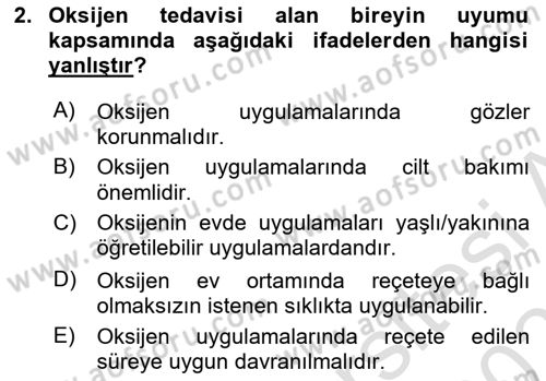 Yaşlılarda Görülebilecek Sorunlar Ve Bakım Hizmetleri Dersi 2023 - 2024 Yılı (Vize) Ara Sınav Soruları 2. Soru