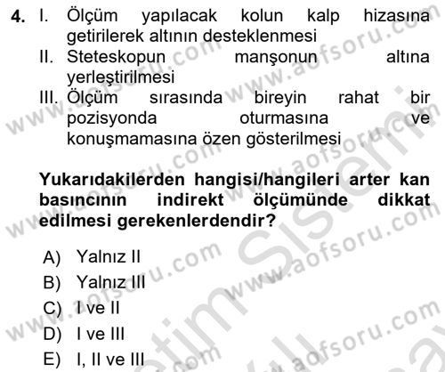 Yaşlılarda Görülebilecek Sorunlar Ve Bakım Hizmetleri Dersi 2023 - 2024 Yılı (Final) Dönem Sonu Sınav Soruları 4. Soru