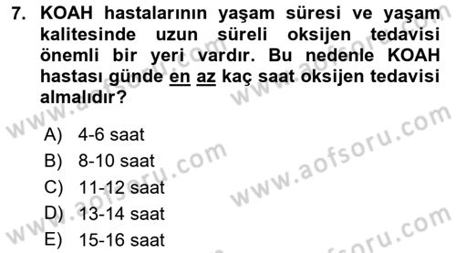 Yaşlılarda Görülebilecek Sorunlar Ve Bakım Hizmetleri Dersi 2023 - 2024 Yılı (Final) Dönem Sonu Sınav Soruları 7. Soru