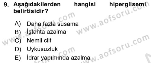 Yaşlılarda Görülebilecek Sorunlar Ve Bakım Hizmetleri Dersi 2023 - 2024 Yılı (Final) Dönem Sonu Sınav Soruları 9. Soru