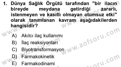 Yaşlılarda Görülebilecek Sorunlar Ve Bakım Hizmetleri Dersi 2023 - 2024 Yılı Yaz Okulu Sınav Soruları 1. Soru