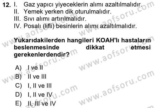 Yaşlılarda Görülebilecek Sorunlar Ve Bakım Hizmetleri Dersi 2023 - 2024 Yılı Yaz Okulu Sınav Soruları 12. Soru