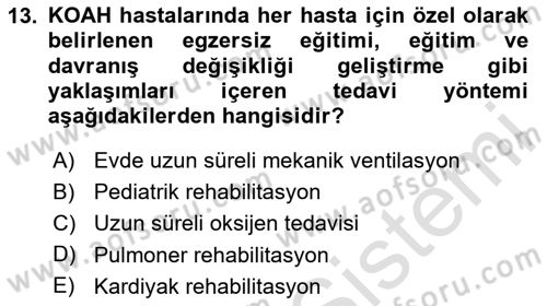 Yaşlılarda Görülebilecek Sorunlar Ve Bakım Hizmetleri Dersi 2023 - 2024 Yılı Yaz Okulu Sınav Soruları 13. Soru