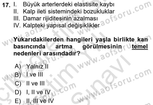 Yaşlılarda Görülebilecek Sorunlar Ve Bakım Hizmetleri Dersi 2025 - 2026 Yılı (Vize) Ara Sınav Soruları 17. Soru