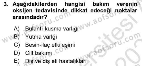 Yaşlılarda Görülebilecek Sorunlar Ve Bakım Hizmetleri Dersi 2025 - 2026 Yılı (Vize) Ara Sınav Soruları 3. Soru
