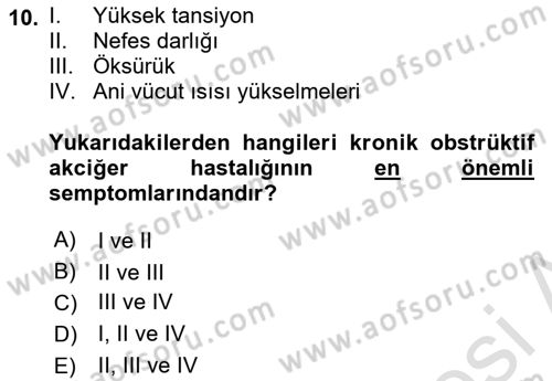 Yaşlılarda Görülebilecek Sorunlar Ve Bakım Hizmetleri Dersi 2025 - 2026 Yılı (Final) Dönem Sonu Sınav Soruları 10. Soru