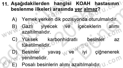 Yaşlılarda Görülebilecek Sorunlar Ve Bakım Hizmetleri Dersi 2025 - 2026 Yılı (Final) Dönem Sonu Sınav Soruları 11. Soru