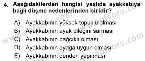 Yaşlılarda Görülebilecek Sorunlar Ve Bakım Hizmetleri Dersi 2025 - 2026 Yılı (Final) Dönem Sonu Sınav Soruları 4. Soru