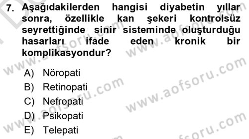Yaşlılarda Görülebilecek Sorunlar Ve Bakım Hizmetleri Dersi 2025 - 2026 Yılı (Final) Dönem Sonu Sınav Soruları 7. Soru