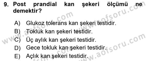 Yaşlılarda Görülebilecek Sorunlar Ve Bakım Hizmetleri Dersi 2025 - 2026 Yılı (Final) Dönem Sonu Sınav Soruları 9. Soru