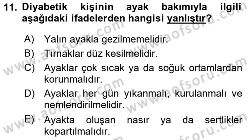 Yaşlılarda Görülebilecek Sorunlar Ve Bakım Hizmetleri Dersi 2025 - 2026 Yılı Yaz Okulu Sınav Soruları 11. Soru