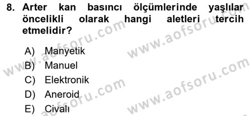 Yaşlılarda Görülebilecek Sorunlar Ve Bakım Hizmetleri Dersi 2025 - 2026 Yılı Yaz Okulu Sınav Soruları 8. Soru