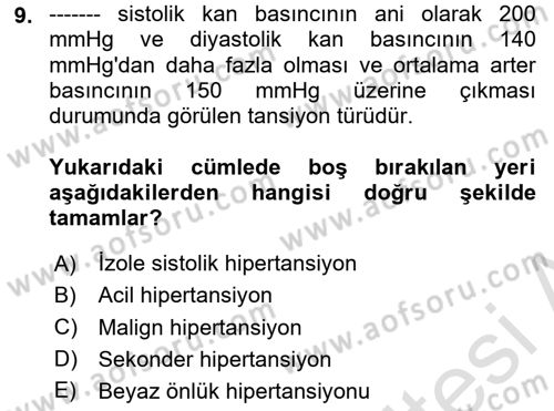 Yaşlılarda Görülebilecek Sorunlar Ve Bakım Hizmetleri Dersi 2025 - 2026 Yılı Yaz Okulu Sınav Soruları 9. Soru