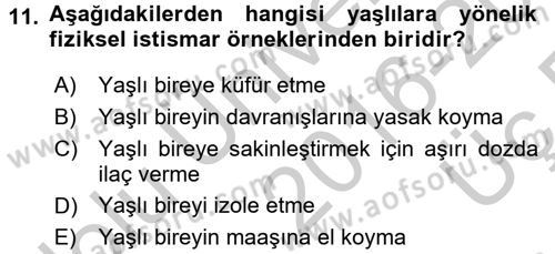 Psiko-Sosyal Rehabilitasyon Dersi 2016 - 2017 Yılı 3 Ders Sınav Soruları 11. Soru