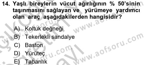 Psiko-Sosyal Rehabilitasyon Dersi 2016 - 2017 Yılı 3 Ders Sınav Soruları 14. Soru