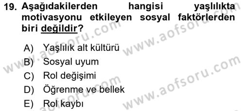Psiko-Sosyal Rehabilitasyon Dersi 2016 - 2017 Yılı 3 Ders Sınav Soruları 19. Soru