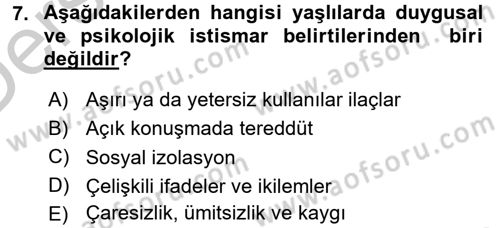 Psiko-Sosyal Rehabilitasyon Dersi 2016 - 2017 Yılı 3 Ders Sınav Soruları 7. Soru