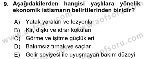 Psiko-Sosyal Rehabilitasyon Dersi 2016 - 2017 Yılı 3 Ders Sınav Soruları 9. Soru