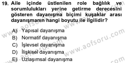 Psiko-Sosyal Rehabilitasyon Dersi 2016 - 2017 Yılı (Vize) Ara Sınav Soruları 19. Soru