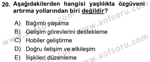 Psiko-Sosyal Rehabilitasyon Dersi 2016 - 2017 Yılı (Vize) Ara Sınav Soruları 20. Soru