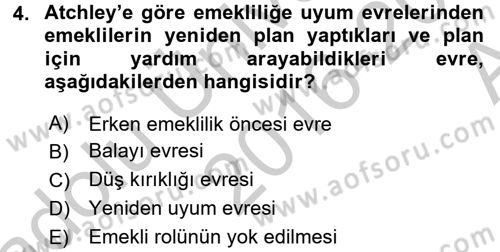 Psiko-Sosyal Rehabilitasyon Dersi 2016 - 2017 Yılı (Vize) Ara Sınav Soruları 4. Soru