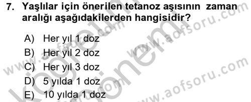 Psiko-Sosyal Rehabilitasyon Dersi 2016 - 2017 Yılı (Vize) Ara Sınav Soruları 7. Soru
