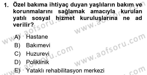 Psiko-Sosyal Rehabilitasyon Dersi 2016 - 2017 Yılı (Final) Dönem Sonu Sınav Soruları 1. Soru