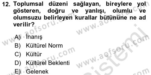Psiko-Sosyal Rehabilitasyon Dersi 2016 - 2017 Yılı (Final) Dönem Sonu Sınav Soruları 12. Soru