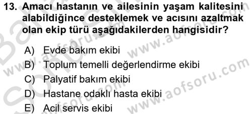 Psiko-Sosyal Rehabilitasyon Dersi 2016 - 2017 Yılı (Final) Dönem Sonu Sınav Soruları 13. Soru