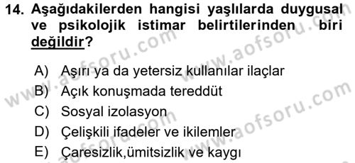 Psiko-Sosyal Rehabilitasyon Dersi 2016 - 2017 Yılı (Final) Dönem Sonu Sınav Soruları 14. Soru