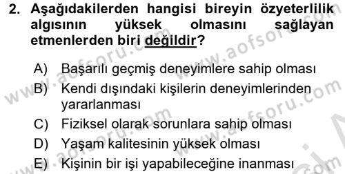 Psiko-Sosyal Rehabilitasyon Dersi 2016 - 2017 Yılı (Final) Dönem Sonu Sınav Soruları 2. Soru