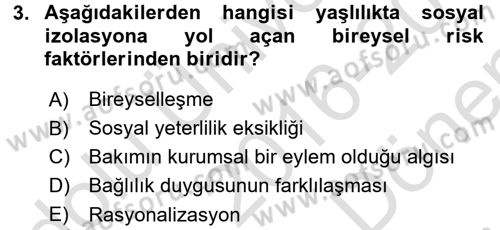 Psiko-Sosyal Rehabilitasyon Dersi 2016 - 2017 Yılı (Final) Dönem Sonu Sınav Soruları 3. Soru