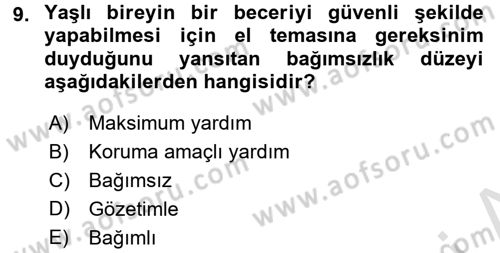 Psiko-Sosyal Rehabilitasyon Dersi 2016 - 2017 Yılı (Final) Dönem Sonu Sınav Soruları 9. Soru