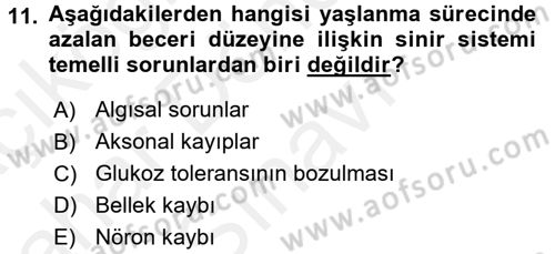 Psiko-Sosyal Rehabilitasyon Dersi 2017 - 2018 Yılı (Final) Dönem Sonu Sınav Soruları 11. Soru