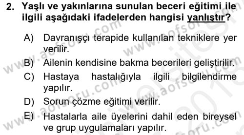 Psiko-Sosyal Rehabilitasyon Dersi 2017 - 2018 Yılı (Final) Dönem Sonu Sınav Soruları 2. Soru