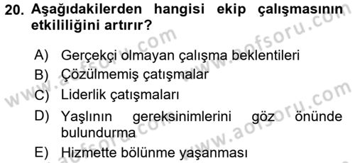 Psiko-Sosyal Rehabilitasyon Dersi 2017 - 2018 Yılı (Final) Dönem Sonu Sınav Soruları 20. Soru
