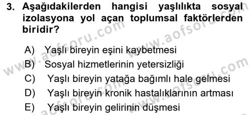 Psiko-Sosyal Rehabilitasyon Dersi 2017 - 2018 Yılı (Final) Dönem Sonu Sınav Soruları 3. Soru