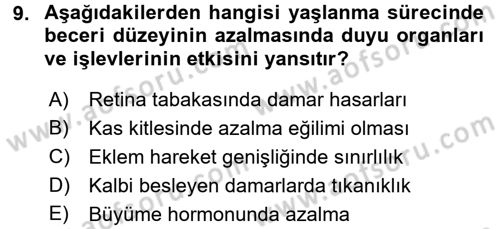 Psiko-Sosyal Rehabilitasyon Dersi 2017 - 2018 Yılı (Final) Dönem Sonu Sınav Soruları 9. Soru