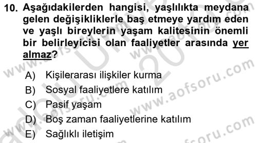 Psiko-Sosyal Rehabilitasyon Dersi 2018 - 2019 Yılı 3 Ders Sınav Soruları 10. Soru
