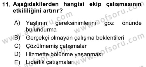 Psiko-Sosyal Rehabilitasyon Dersi 2018 - 2019 Yılı 3 Ders Sınav Soruları 11. Soru